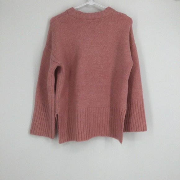 Topshop Pink Sweater Size 0-2 Deep Hem Crewneck Super Soft Side Slit New NWT - Picture 6 of 10